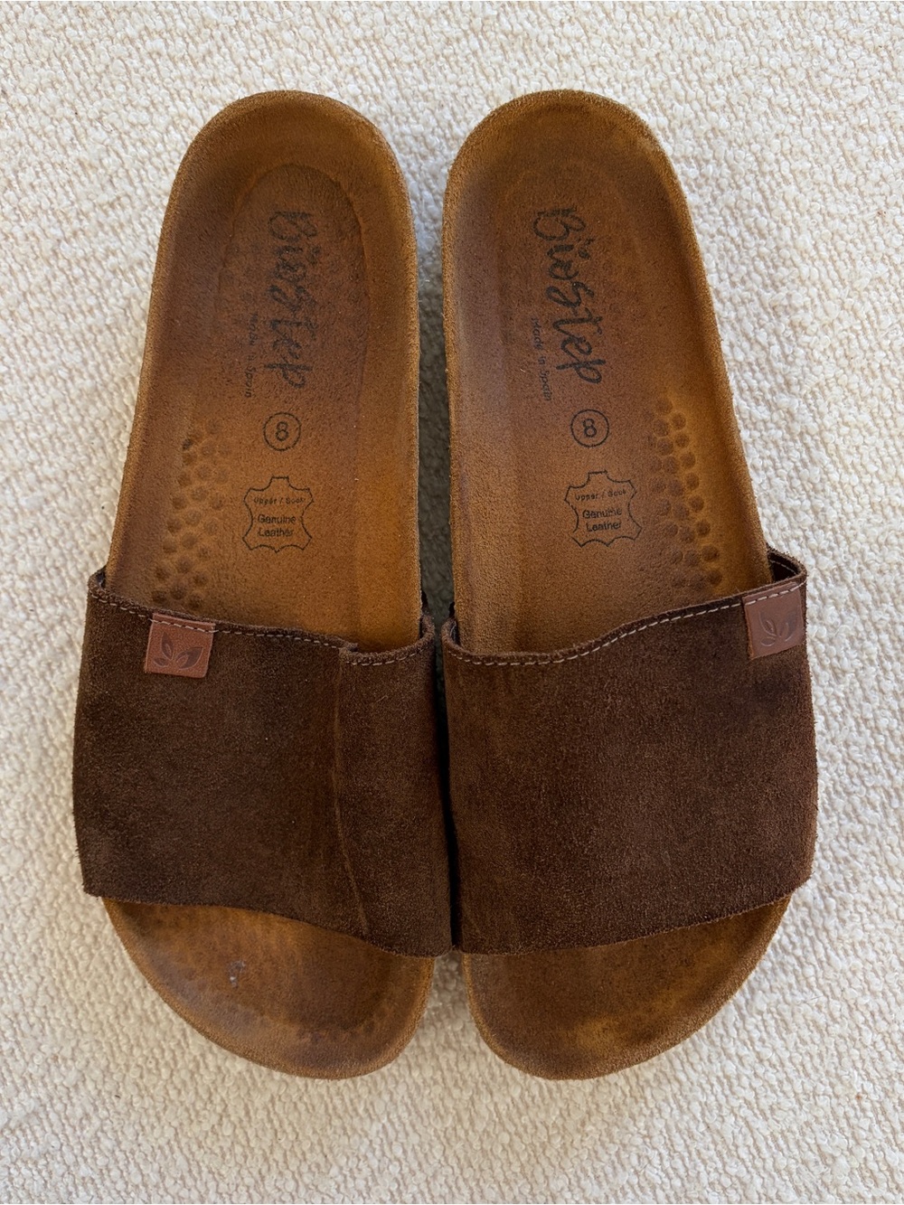 Biostep Brown Suede Slide Sandals